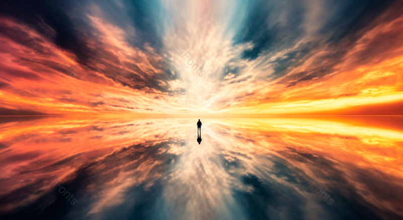 壮丽天空之境的人的倒影,高清,摄影图,摄影图片,图片大全,摄影图免费下载